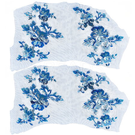 2 Sets Flower Polyster Embroidery Ornaments Accessories DIY-GF0005-70A-1