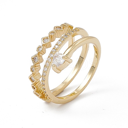 Clear Cubic Zirconia Arrow Open Cuff Ring RJEW-G276-09G-1