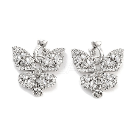 Brass with Cubic Zirconia Fold Over Clasps KK-P271-14P-1