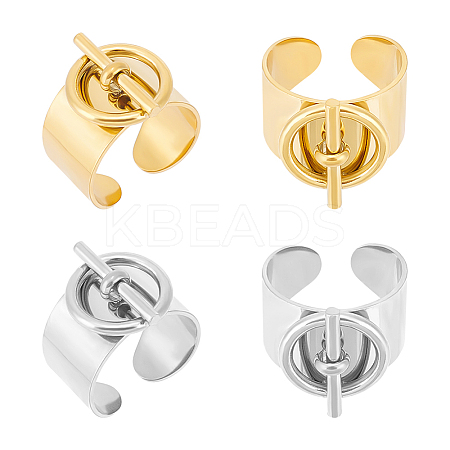 4Pcs 2 Colors Stainless Steel Open Cuff Rings Set for Lovers RJEW-UN0002-94-1