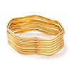 7Pcs PVD Vacuum Plating 304 Stainless Steel Wave Bangles Set for Women BJEW-A011-10B-G-1