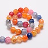 Dyed Natural Agate Faceted Round Beads Strands G-E320E-8mm-01-2