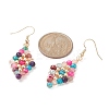 Natural Mixed Gemstone Beaded Rhombus Dangle Earrings EJEW-JE05264-4