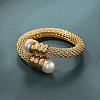 304 Stainless Steel Open Cuff Rings for Women RJEW-F173-02G-4