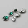 Glass Teardrop Dangle Stud Earrings with Rhinestone EJEW-WH0009-99B-2