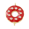 Rack Plating Brass Clear Cubic Zirconia Donut Connector Charms KK-A234-030G-02-2
