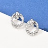 304 Stainless Steel Textured Ring Stud Earrings EJEW-P324-03P-1