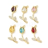Brass Micro Pave Clear Cubic Zirconia Pendants KK-B141-02G-1