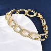 Brass Micro Pave Clear Cubic Zirconia Curb Chain Bracelets for Women BJEW-A034-04A-G-1