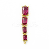 Brass Pave Cubic Zirconia Connector Charms KK-G458-01G-01-1