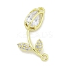 Rack Plating Brass Micro Pave Clear Cubic Zirconia Flower Connertor Charms KK-Z043-03C-1