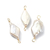 Natural Baroque Pearl Keshi Pearl Copper Wire Wrapped Connector Charms PALLOY-JF02085-01-1