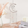 Natural Rose Quartz Chips & Metal Moon Butterfly Hanging Ornaments AJEW-WH20080-03A-3