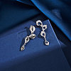 925 Sterling Silver Cubic Zirconia Leaf Stud Earrings EJEW-L294-011P-4