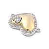 Rack Plating Brass Clear Cubic Zirconia Wing Heart Connector Charms KK-Q017-32G-2