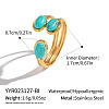 Adjustable 304 Stainless Steel with Synthetic Turquoise Open Cuff Rings for Women DP8181-3-1