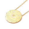 304 Stainless Steel Flat Round Pandant Necklace for Women NJEW-O126-01G-01-2