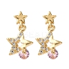 Brass Micro Pave Cubic Zirconia Star Dangle Stud Earrings EJEW-K267-22G-4