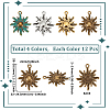 48Pcs 4 Colors Tibetan Style Alloy Sun Pendants TIBEP-SC0003-16-2