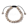 8mm Round Natural Maifanite Braided Bead Bracelets BJEW-C067-01B-06-2