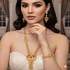Elegant Alloy Hollow Round Bracelets & Earrings & Necklaces & Rings Sets for Women PV6964-3