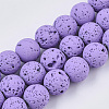 Spray Painted Natural Lava Rock Beads Strands G-N0324-D-06-1