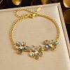 Natural Abalone Shell 304 Stainless Steel 3 Flower Link Bracelets for Women WGFB39D-01-1