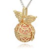 Golden Tone Brass Hollow Round Cage Pendants KK-J233-07G-2
