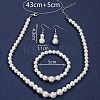 Round ABS Plastic Imitation Pearl Beaded Necklaces & Dangle Earring & Bracelets Sets FS-WG32AE8-01-2