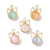 Natural Selenite Dyed Round Bead Pendants PALLOY-TA00152-1