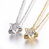 304 Stainless Steel Brass Cubic Zirconia Pendant Necklaces NJEW-O108-13-1