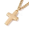 Vacuum Plating 304 Stainless Steel Double Chains Multi Layered Necklace with Cross Charm for Women STAS-E155-12G-3