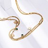 304 Stainless Steel Rhinestone Double Layered Necklaces NJEW-U026-03G-2