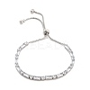 Brass Pave Clear Cubic Zirconia Rectangle & Flat Round Slider Bracelets BJEW-YWC0002-01P-1