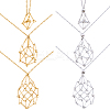 2 Sets 2 Colors 304 Stainless Steel Cuboid Link Chain Macrame Pouch Empty Stone Holder Necklace Making NJEW-BBC0001-40-7