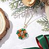 Glass Seed Beaded Clover Pendant 304 Stainless Steel Cable Chain Necklaces for Women NJEW-MZ00128-03-1