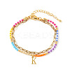 304 Stainless Steel Letter Charm Double-layered Bracelets VG5038-11-1