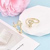 Brass Micro Pave Cubic Zirconia Cuff Rings for Women KK-T071-77G-1