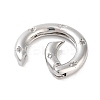 Brass Micro Pave Clear Cubic Zirconia Spring Gate Rings X-KK-M293-54P-2