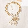 Alloy Crystal Rhinestone Halloween Spider Pendant Figaro Chain Necklaces JEWB-P337-01G-2