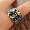 Two Tone Skull Head Men's Stainless Steel Finger Ring PW-WG11803-02-3