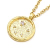304 Stainless Steel Cubic Zirconia Constellation Flat Round Pendants LS-STAS-S145-01K-2