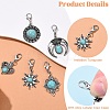 20Pcs 5 Style Alloy Pave Imitation Turquoise Pendant Decorations HJEW-YW00195-3
