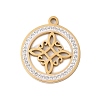 Preserved Fresh Flower 304 Stainless Steel Rhinestone Pendants STAS-S139-01G-02-1