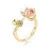 Lotus Brass Enamel Cuff Rings Setting KK-T079-14G-1