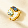 304 Stainless Steel with Natural Shell Cuff Open Rings for Women US1976-4-1