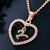 Alloy Crystal Rhinestone Heart with Initial Pendant Necklaces WGD4CFD-25-1