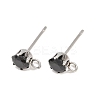 304 Stainless Steel Micro Pave Cubic Zirconia Stud Earring Findings STAS-H240-56P-11-1
