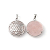 Natural Rose Quartz Pendants G-P498-04P-27-2