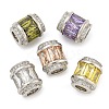 Rack Plating Brass Micro Pave Cubic Zirconia European Beads KK-F089-31P-1